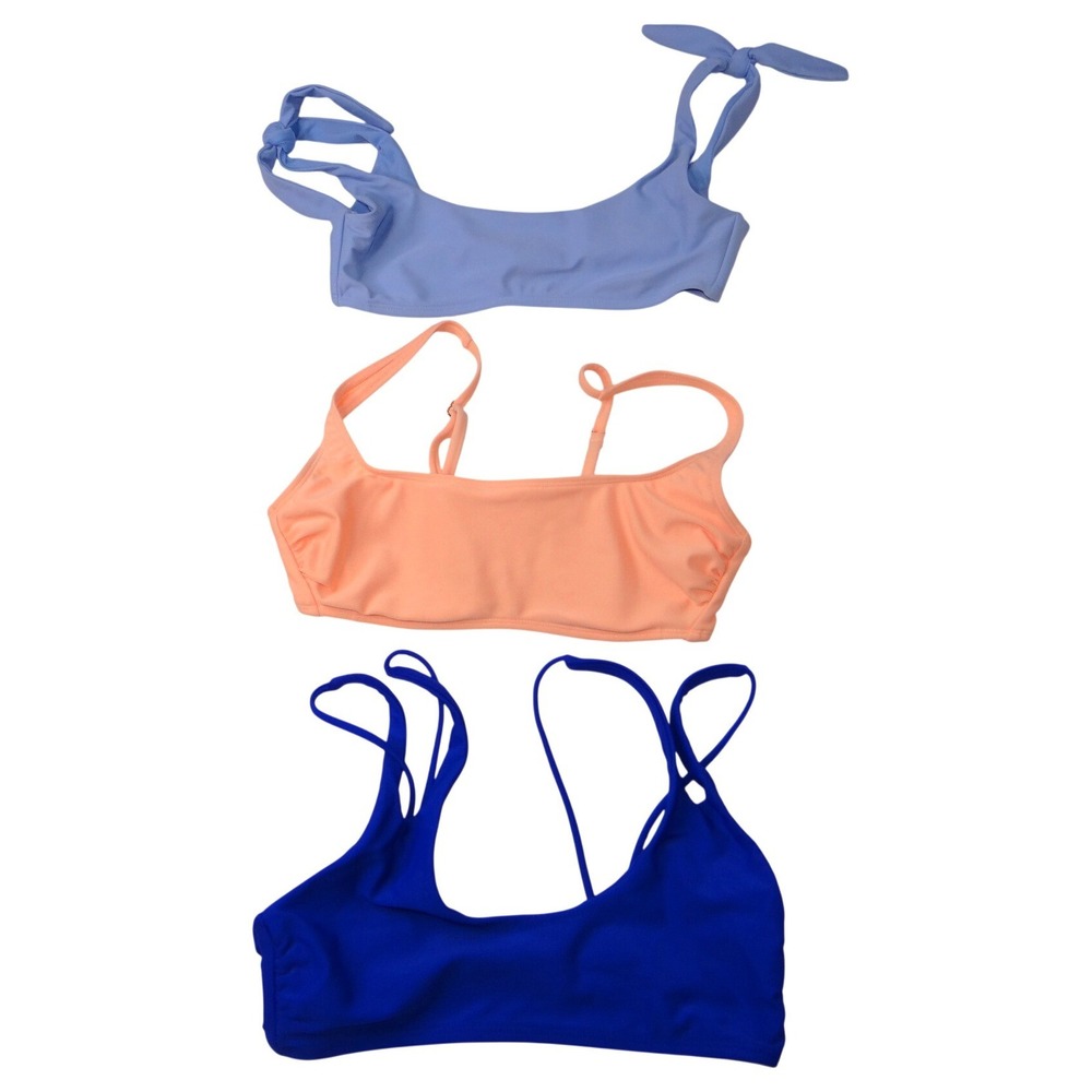 Bikini Tops Lot Set of 3 Sz S Blue Peach Light Blue Swimsuit Beach Pool Swim